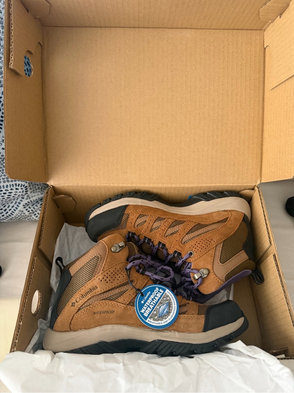Columbia Brown Hiking Shoes with Lavender Lining